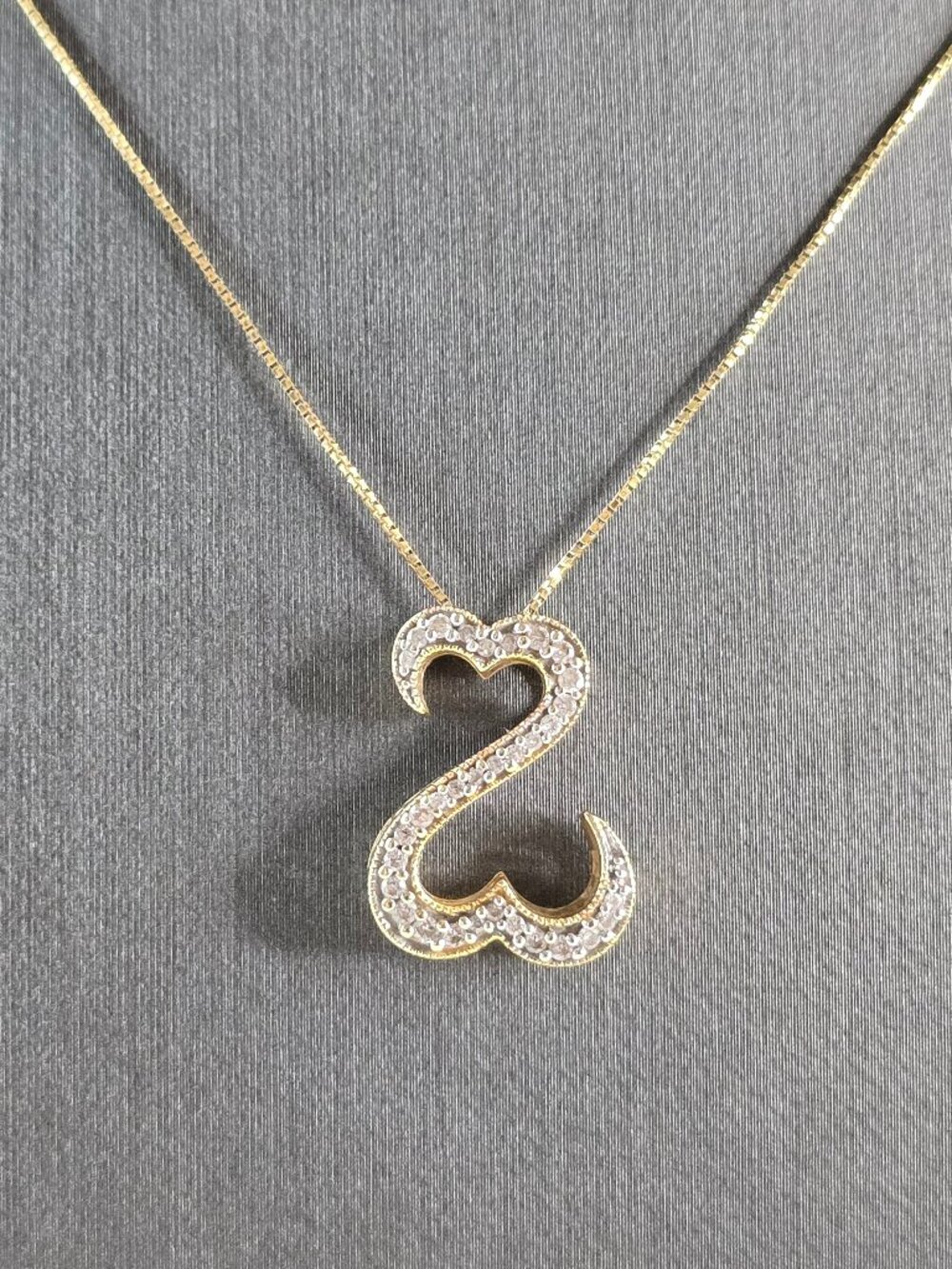 Jane Seymore 14K Gold Necklace W/ Open Heart Diamond Pendant 4.2g #E5706